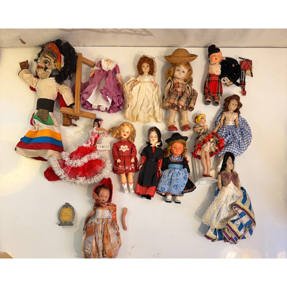 Vintage Doll Lot Carlson Martha Washington Marin Spanish Souvenir Parts Repair